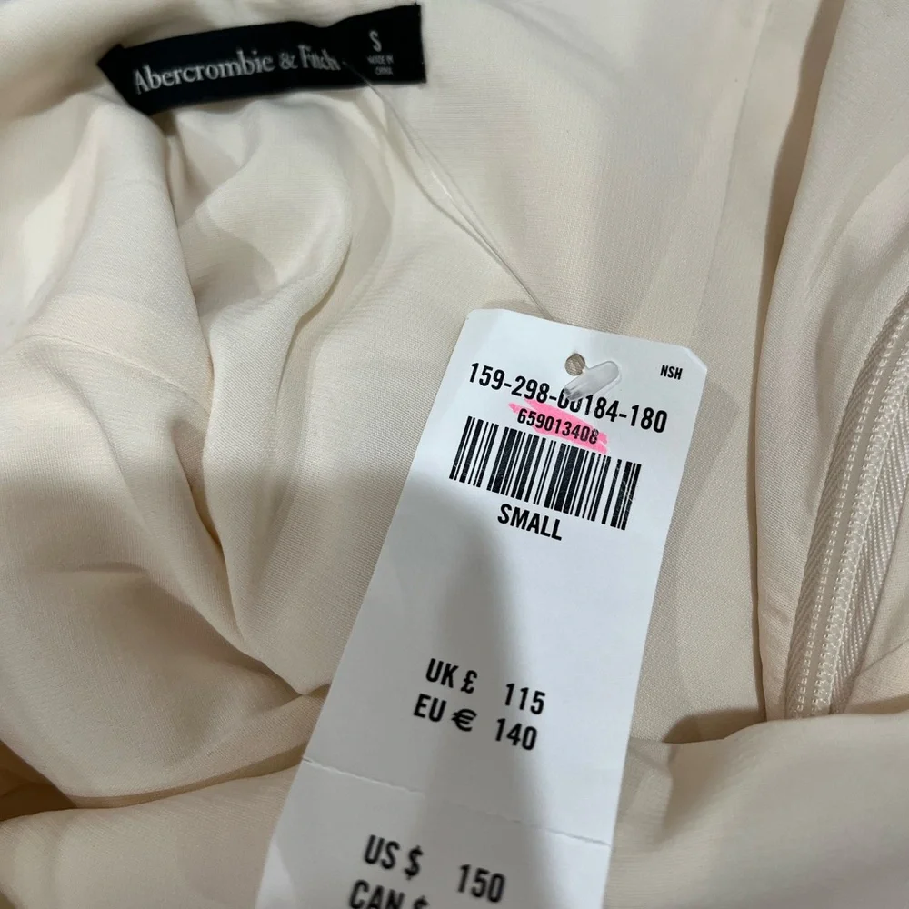 Abercrombie plunge godet skirt maxi dress in ivory cream